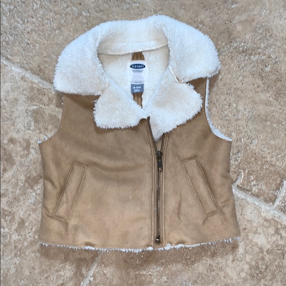 Old navy 18-24 suede fur baby girl vest